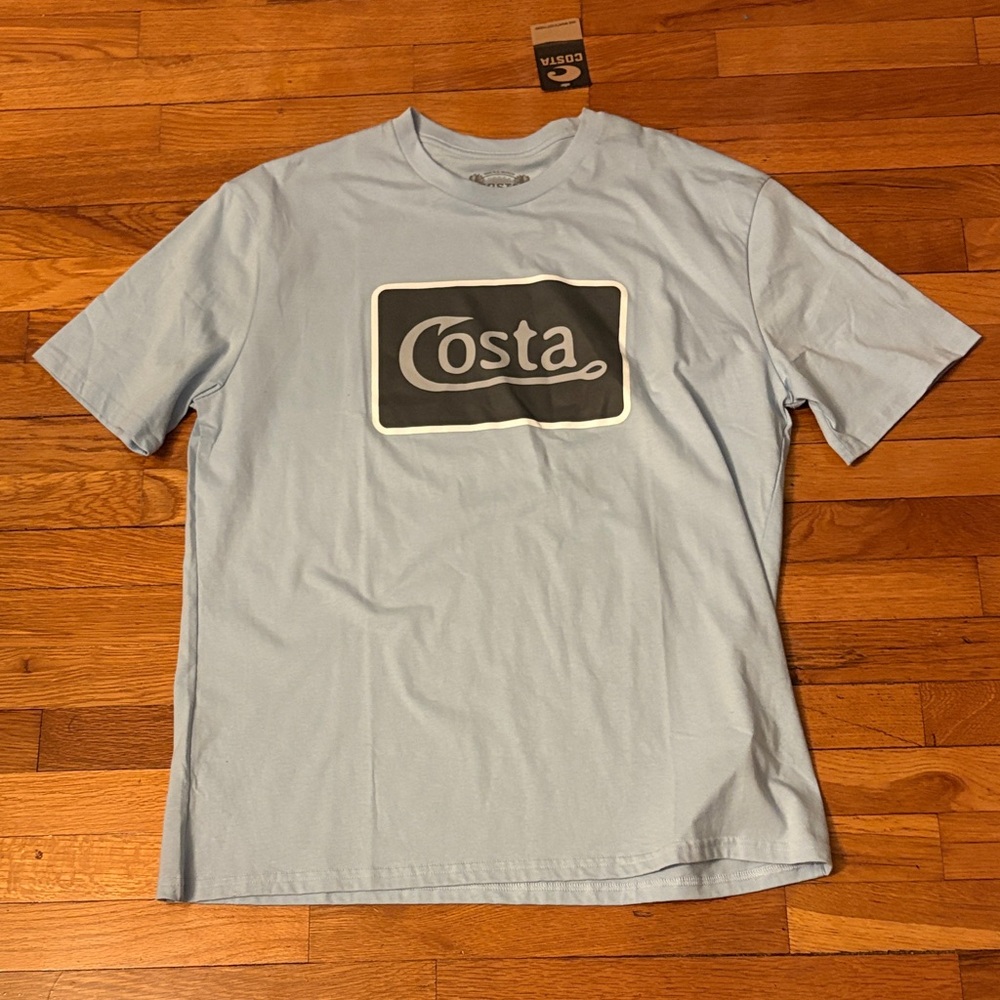 Men’s Costa Sky Blue Short Sleeve Tee with Fishing Lure Logo - NEW, size XXL